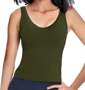 Tank Top with Built in Bra for Women Wide Strap Workout Lingerie Camisoles Slim Fit Basic Athletic Shelf Bra