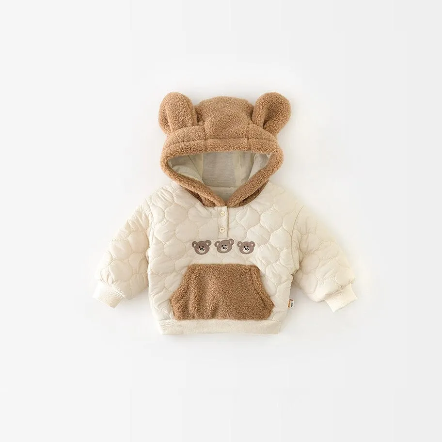 Teddy Bear Quilted Fleece Hoodie