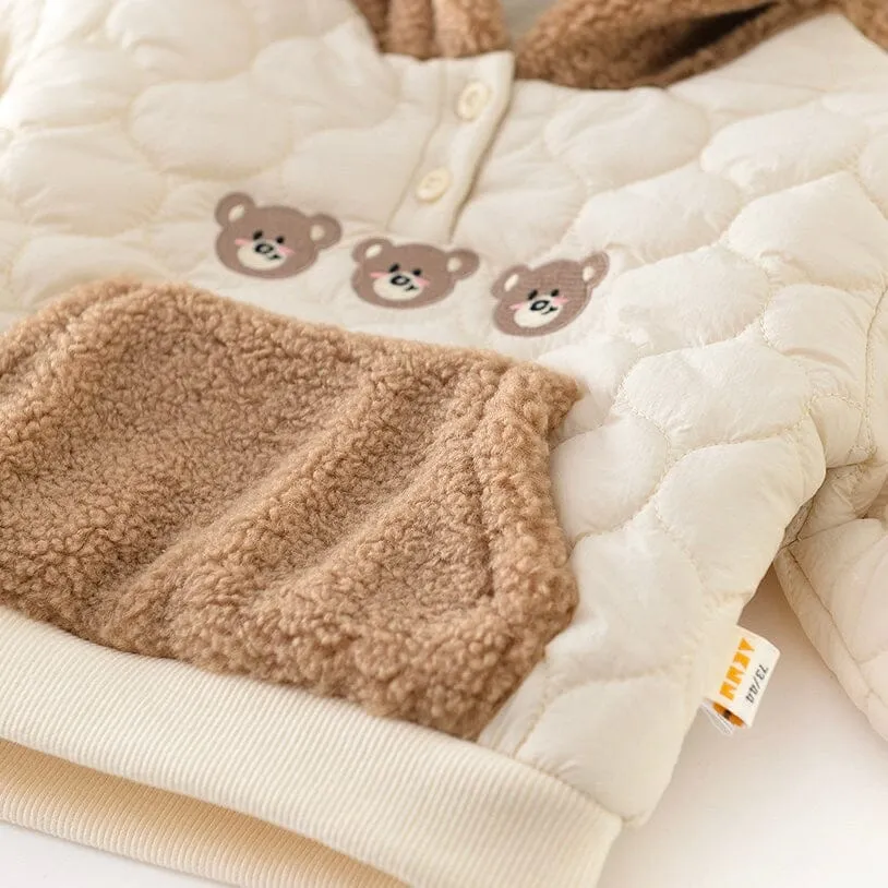 Teddy Bear Quilted Fleece Hoodie