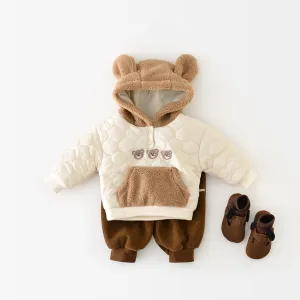 Teddy Bear Quilted Fleece Hoodie
