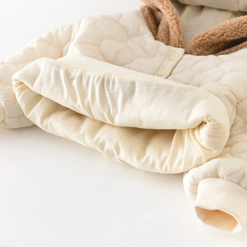 Teddy Bear Quilted Fleece Hoodie