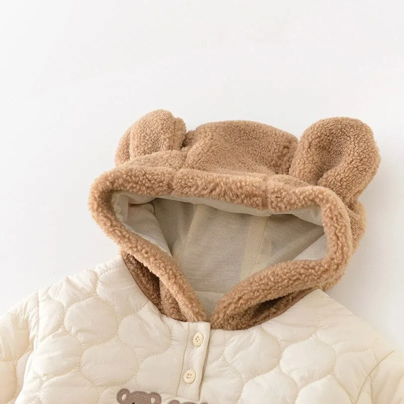 Teddy Bear Quilted Fleece Hoodie