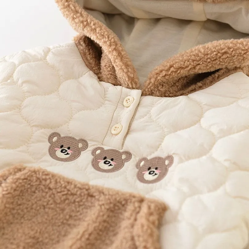 Teddy Bear Quilted Fleece Hoodie