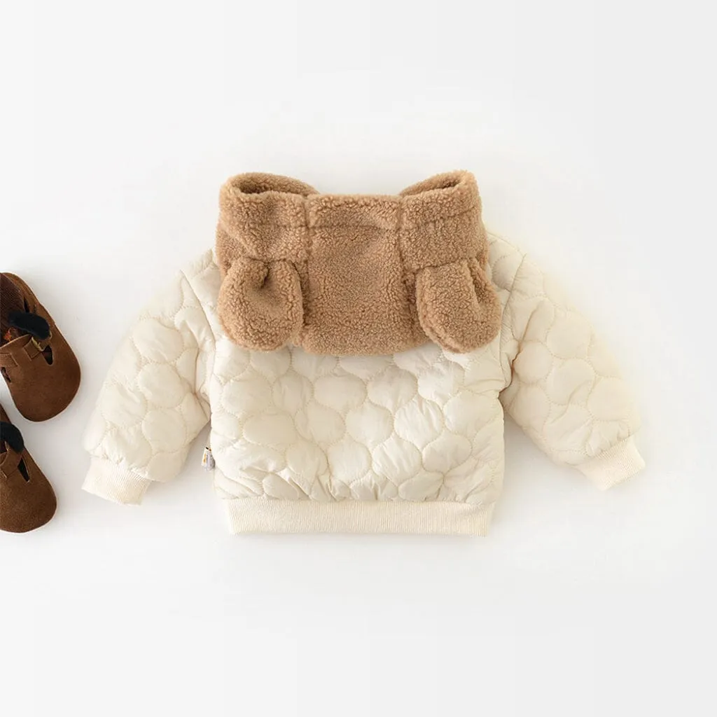 Teddy Bear Quilted Fleece Hoodie