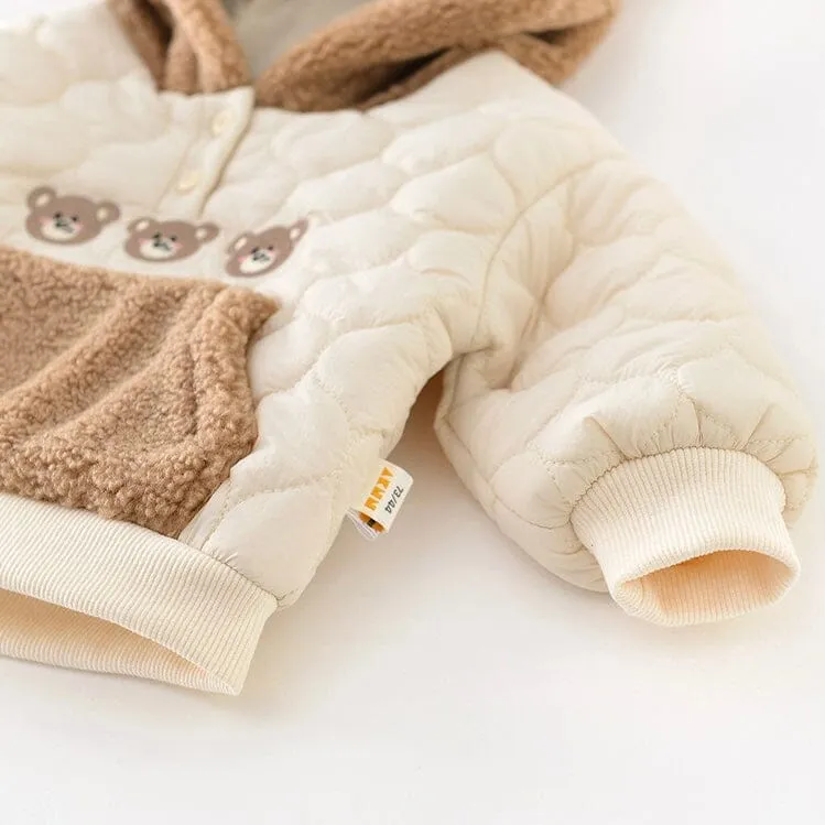 Teddy Bear Quilted Fleece Hoodie