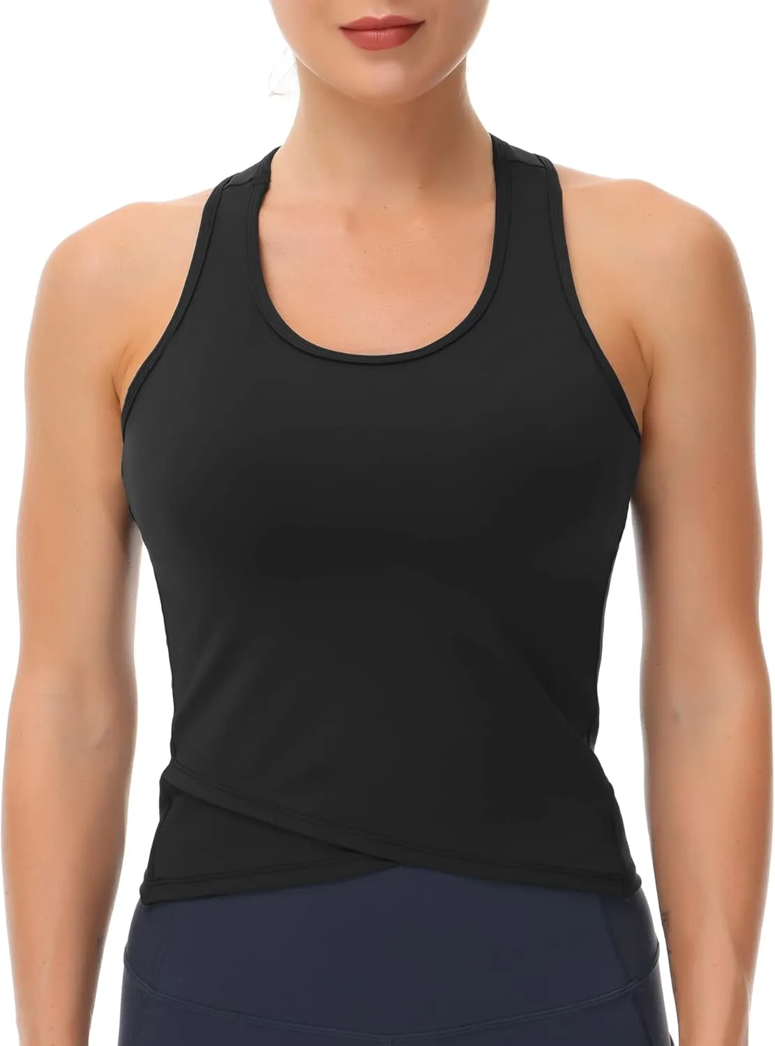 THE GYM PEOPLE Womens' Racerback Workout Tank Tops with Built in Bra Sleeveless Slim Fit