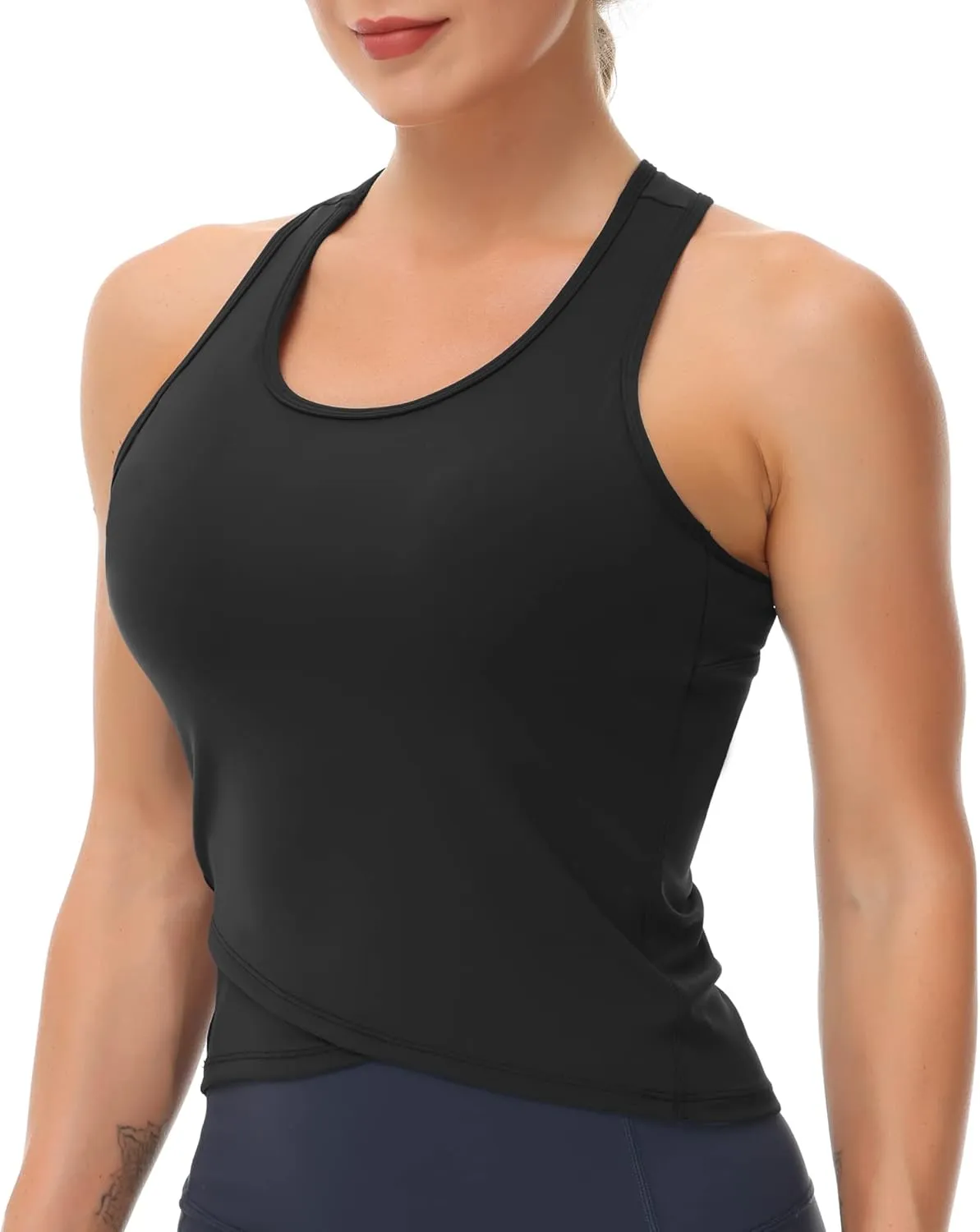 THE GYM PEOPLE Womens' Racerback Workout Tank Tops with Built in Bra Sleeveless Slim Fit