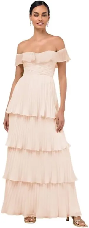 Tiered Prom Dress with Pleats 2025 Off The Shoulder Party Dresses for Women Long Formal Evening Gown