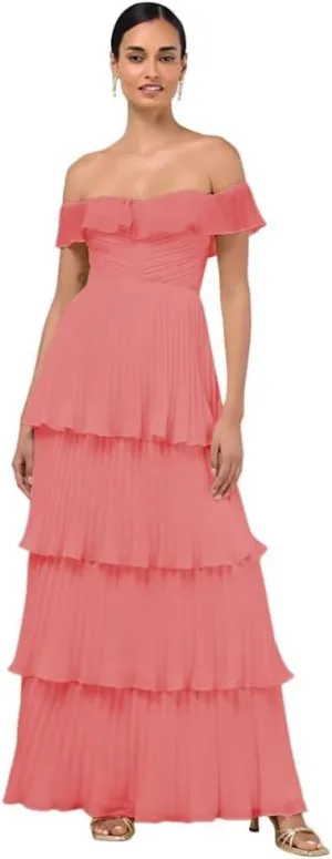 Tiered Prom Dress with Pleats 2025 Off The Shoulder Party Dresses for Women Long Formal Evening Gown