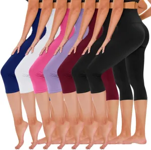 TNNZEET 7 Pack Leggings for Women - High Waisted Yoga Pants with Pockets Black Leggings Women Full Length & Capri