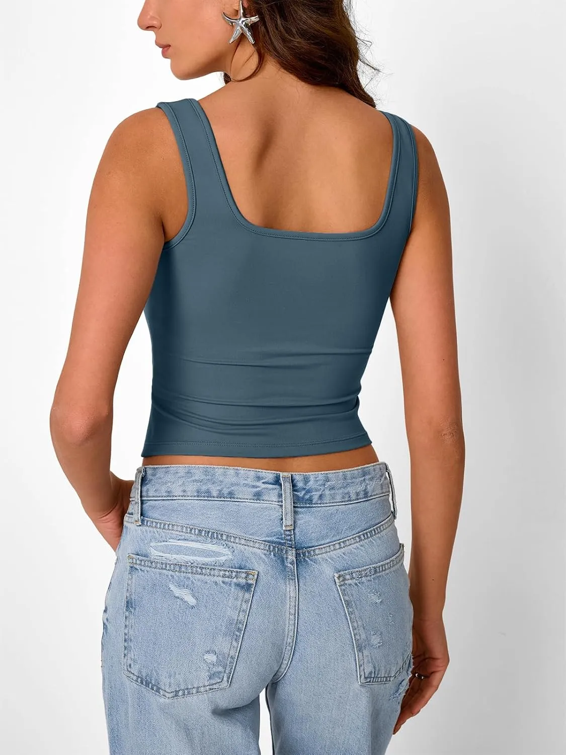 Trendy Queen Going Out Tops for Women Y2k Summer Teen Girls Cute Crop Tank Top Square Neck Basci Bow Clothes 2025 Camisole