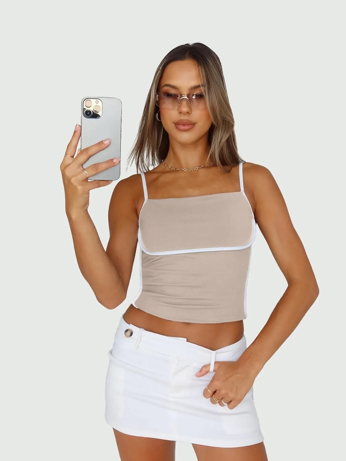 Trendy Queen Womens Camisole Tube Tops with Adjustable Spaghetti Strap Cute Summer Going Out Crop Tops 2025