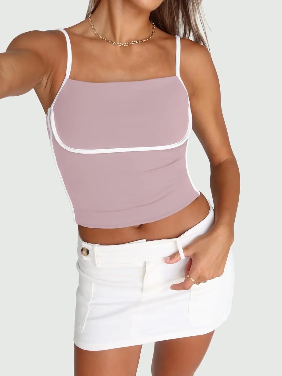 Trendy Queen Womens Camisole Tube Tops with Adjustable Spaghetti Strap Cute Summer Going Out Crop Tops 2025
