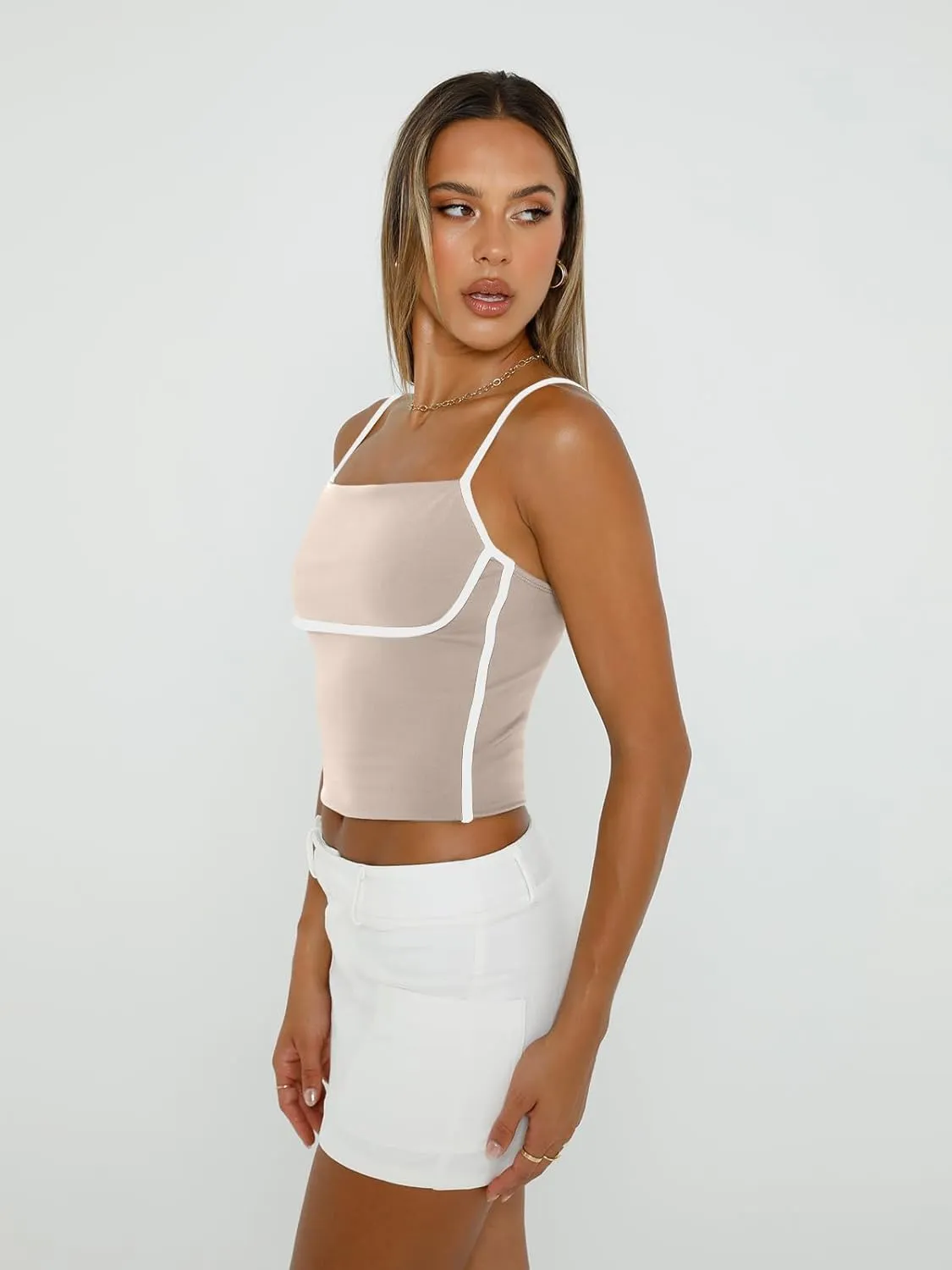 Trendy Queen Womens Camisole Tube Tops with Adjustable Spaghetti Strap Cute Summer Going Out Crop Tops 2025