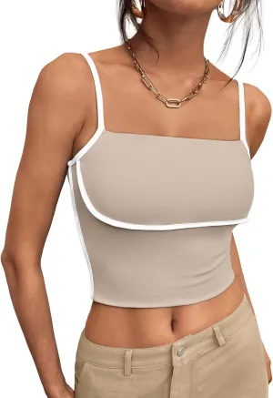 Trendy Queen Womens Camisole Tube Tops with Adjustable Spaghetti Strap Cute Summer Going Out Crop Tops 2025