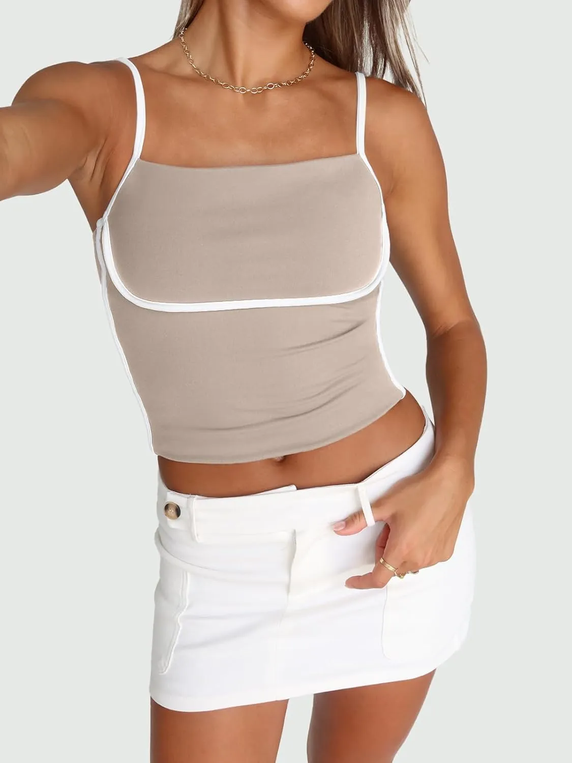 Trendy Queen Womens Camisole Tube Tops with Adjustable Spaghetti Strap Cute Summer Going Out Crop Tops 2025