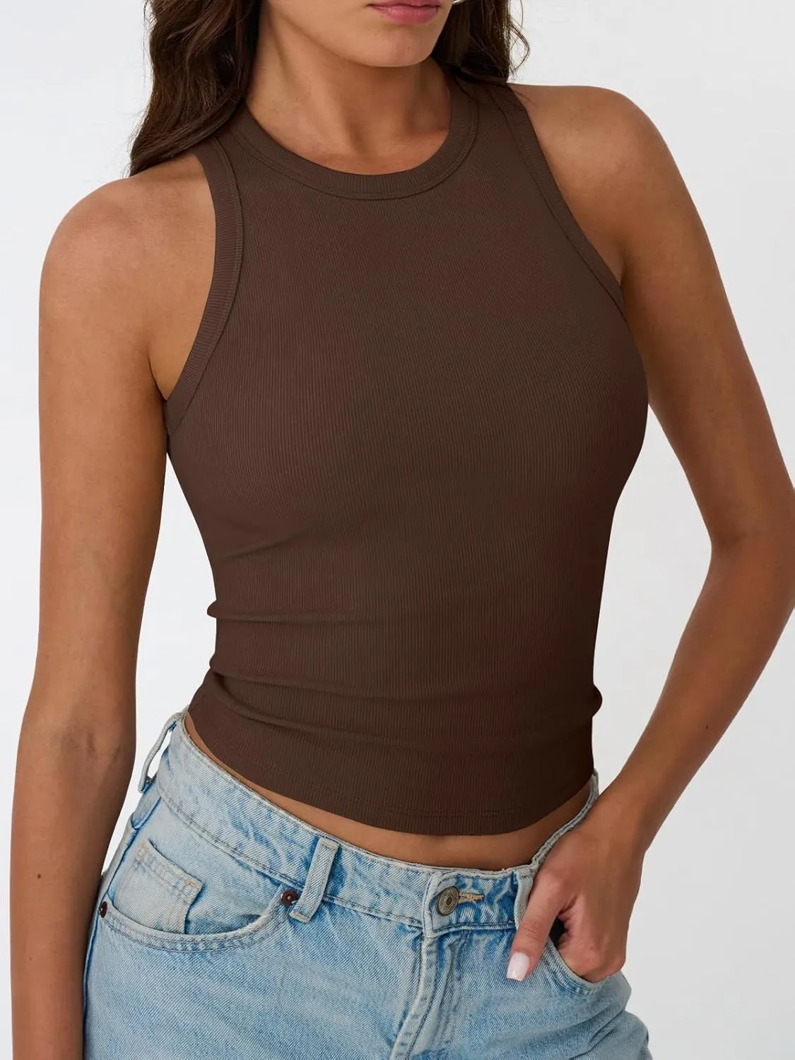 Trendy Queen Womens Tank Tops Summer Workout Racerback Ribbed Shirts Beach Vacation Outfits Spring Fashion Y2k Clothes