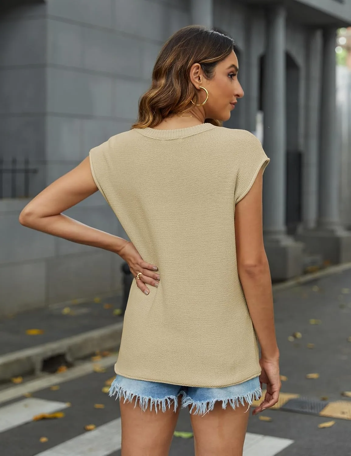 Uvog Women's Cap Sleeve Sweaters Vest Sleeveless Knit Sweater Tops 2025 Casual Summer T Shirt