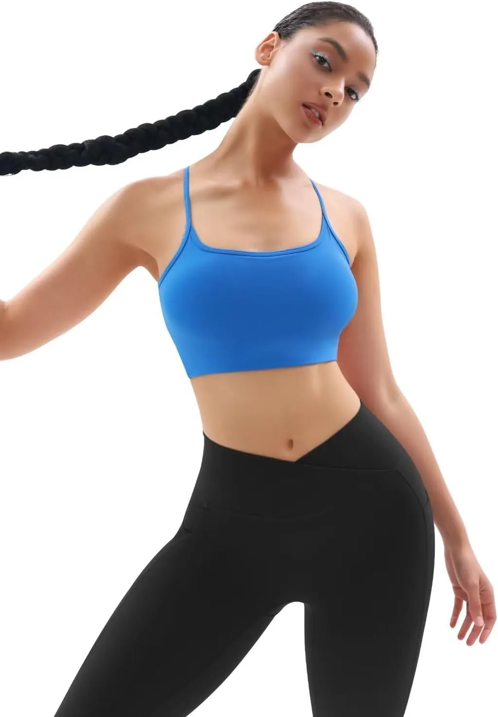 Vertvie Women's High Waisted Leggings Crossover V Waist Butt Lift Yoga Pants Athletic Tummy Control Workout Leggings