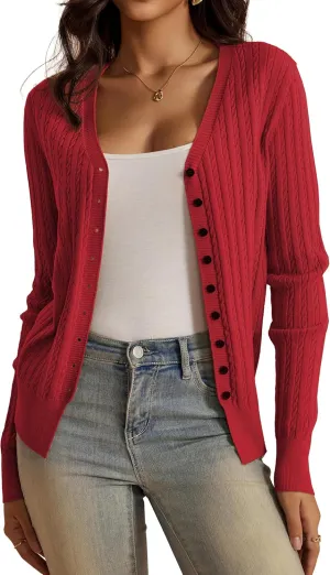 VOIANLIMO Women's Cardigan Button Down Casual Lightweight Open Front Cardigans Sweaters for Women