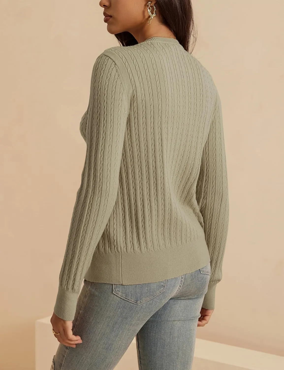 VOIANLIMO Women's Cardigan Button Down Casual Lightweight Open Front Cardigans Sweaters for Women