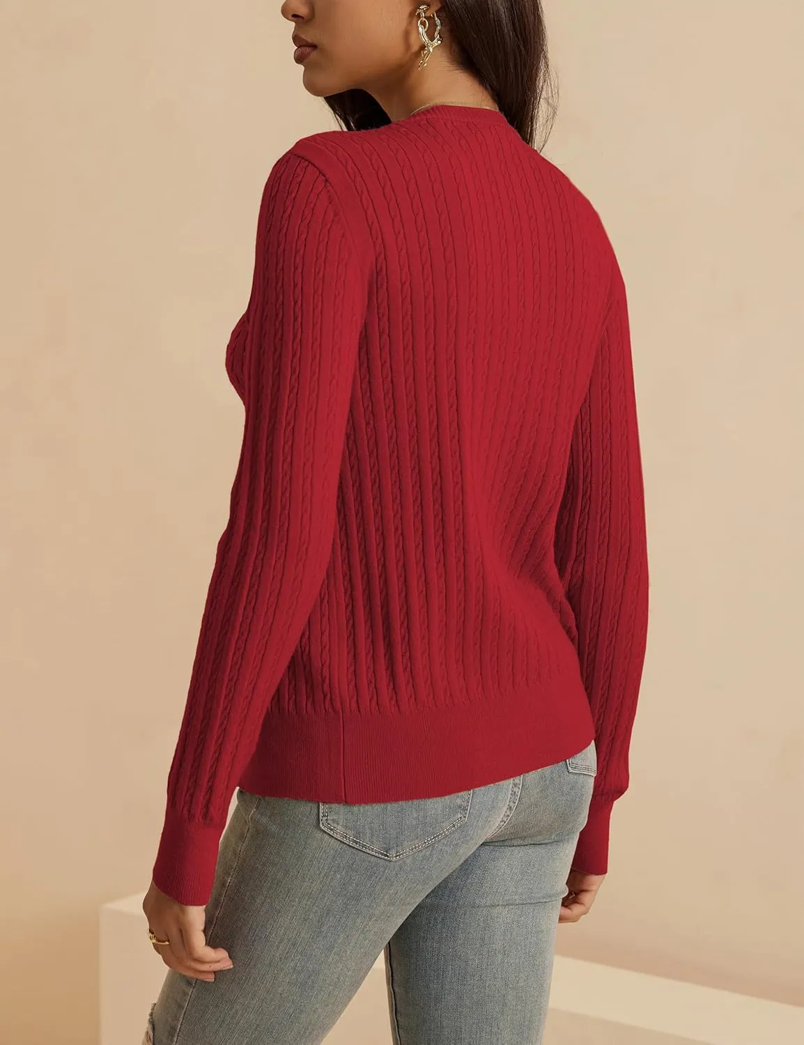 VOIANLIMO Women's Cardigan Button Down Casual Lightweight Open Front Cardigans Sweaters for Women