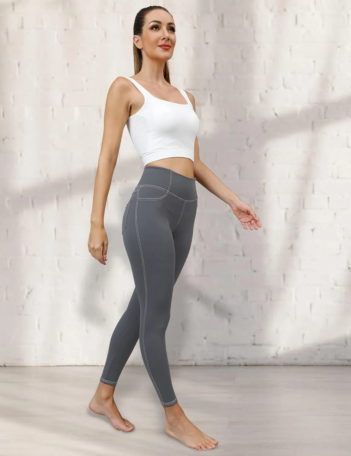 VOOVEEYA Jeggings for Women High Waist, Leggings with Pockets Tummy Control Plus Size Stretchy Jeans Leggings