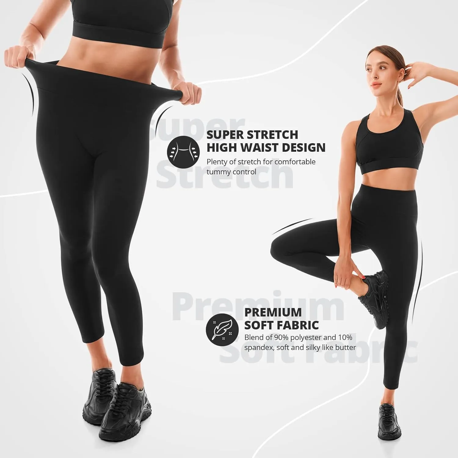 Walifrey High Waisted Leggings for Women 3 Packs, Buttery Soft Womens Leggings for Gym Yoga Workout