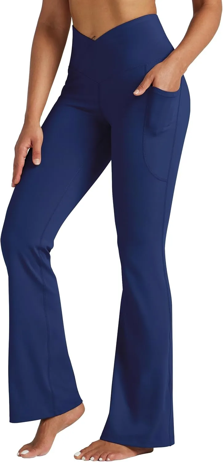 Willit Women's Flare Leggings Crossover Yoga Pants High Waist Bootcut Workout Leggings with Pockets 29" 31"