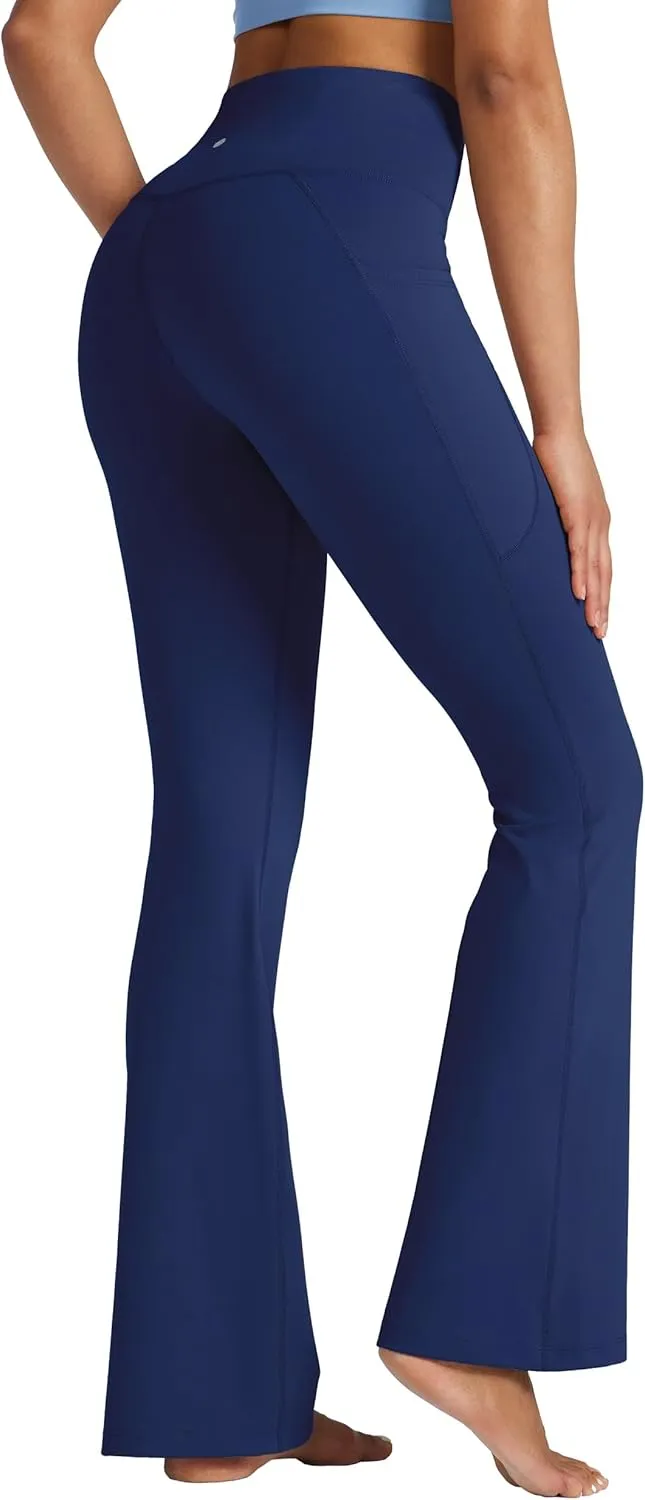 Willit Women's Flare Leggings Crossover Yoga Pants High Waist Bootcut Workout Leggings with Pockets 29" 31"