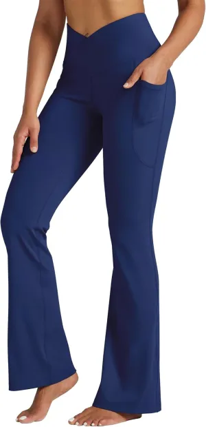 Willit Women's Flare Leggings Crossover Yoga Pants High Waist Bootcut Workout Leggings with Pockets 29" 31"