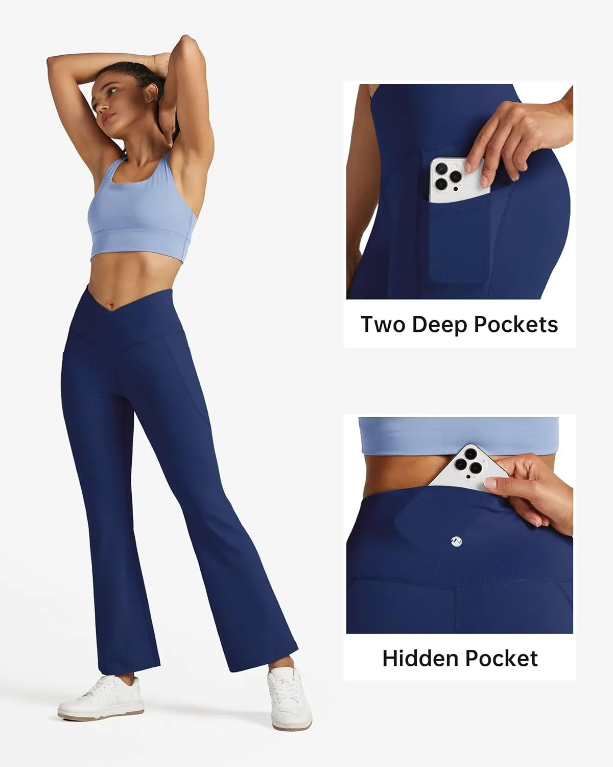 Willit Women's Flare Leggings Crossover Yoga Pants High Waist Bootcut Workout Leggings with Pockets 29" 31"