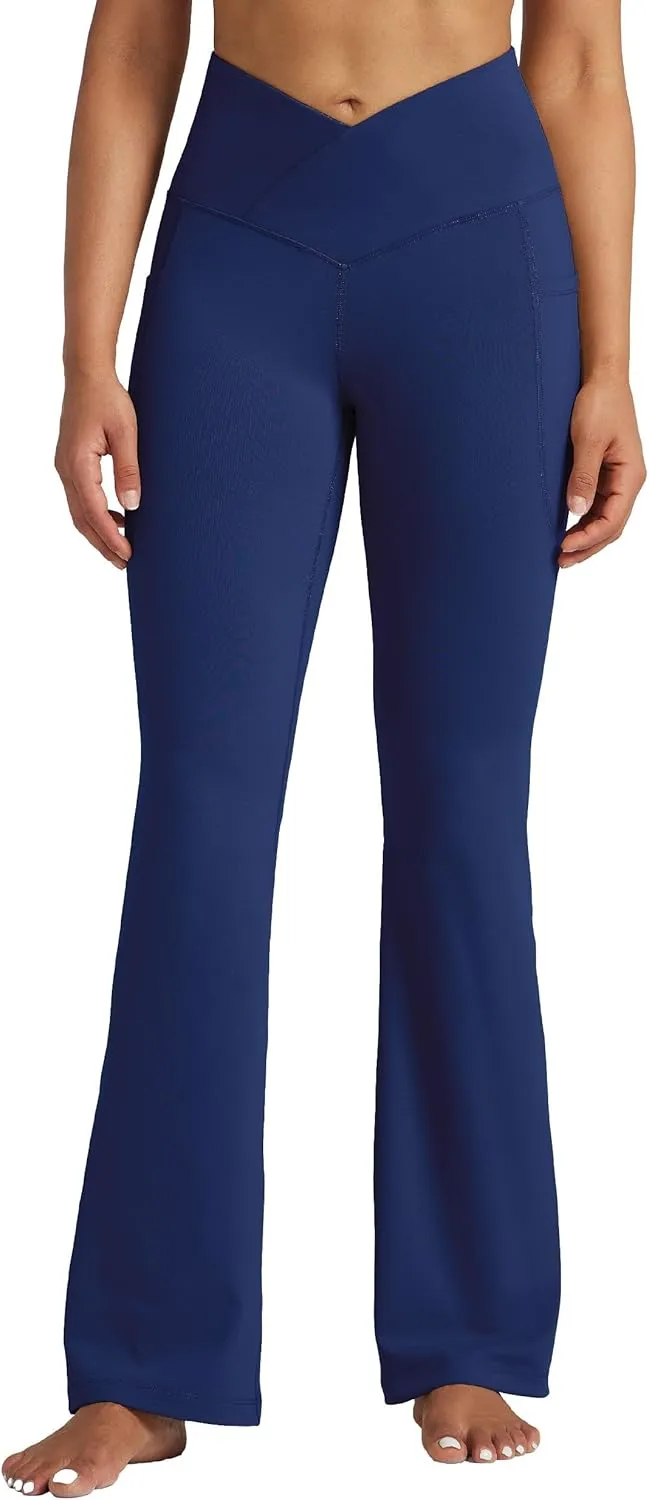 Willit Women's Flare Leggings Crossover Yoga Pants High Waist Bootcut Workout Leggings with Pockets 29" 31"