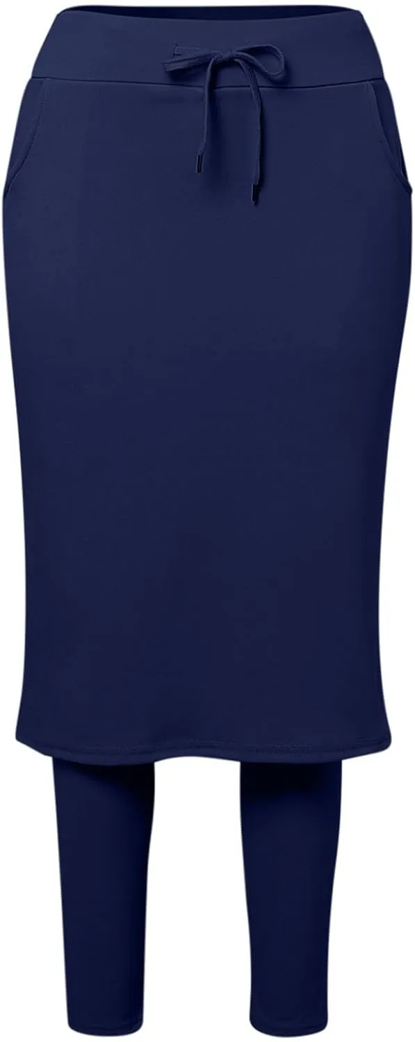 Women Athletic Knee Length Skirts with Leggings,Skorts Leggings&Skirted Capris Swim Skorts for Women Yoga Pockets
