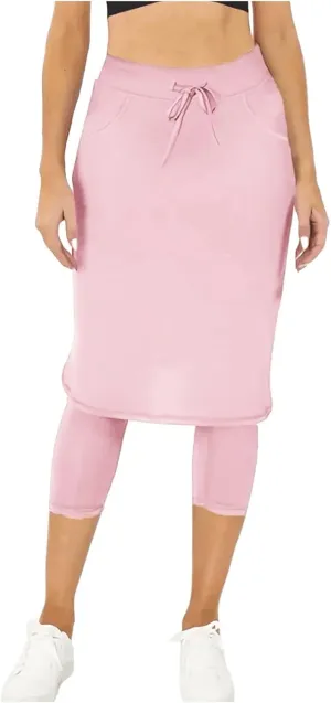 Women Athletic Knee Length Skirts with Leggings,Skorts Leggings&Skirted Capris Swim Skorts for Women Yoga Pockets