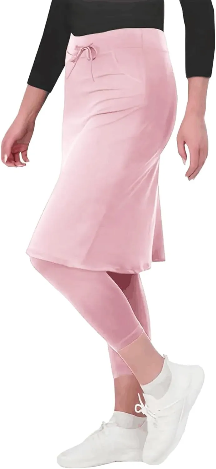 Women Athletic Knee Length Skirts with Leggings,Skorts Leggings&Skirted Capris Swim Skorts for Women Yoga Pockets