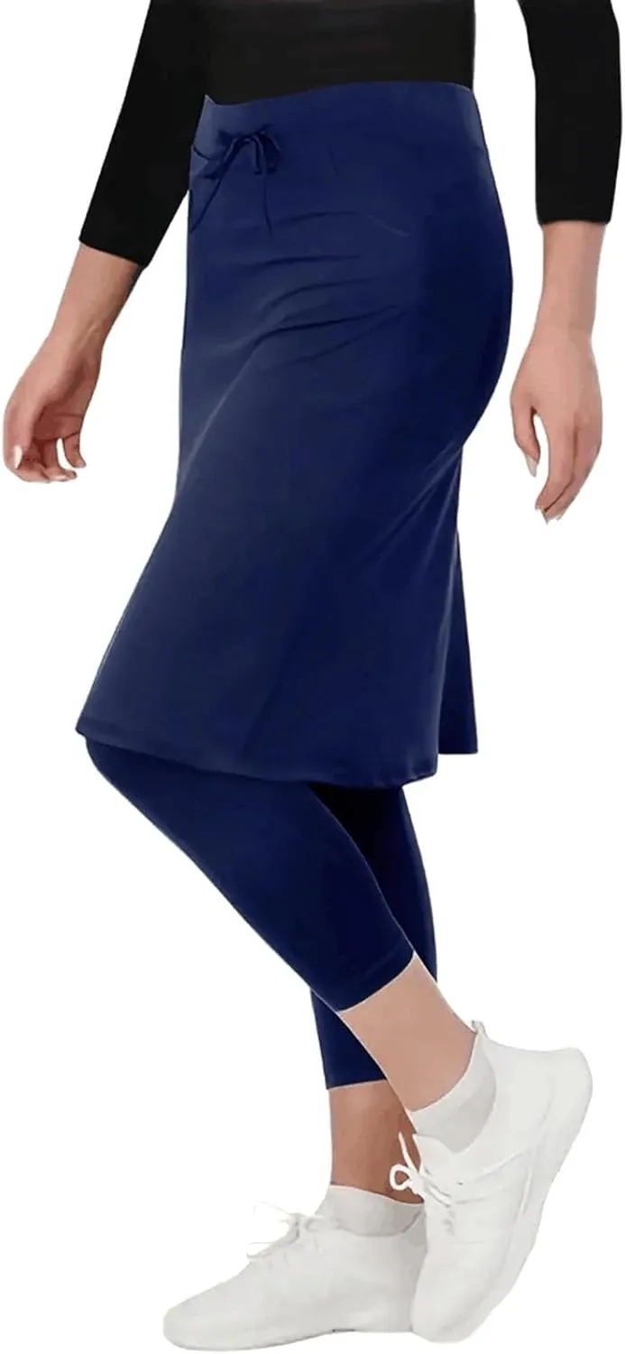 Women Athletic Knee Length Skirts with Leggings,Skorts Leggings&Skirted Capris Swim Skorts for Women Yoga Pockets