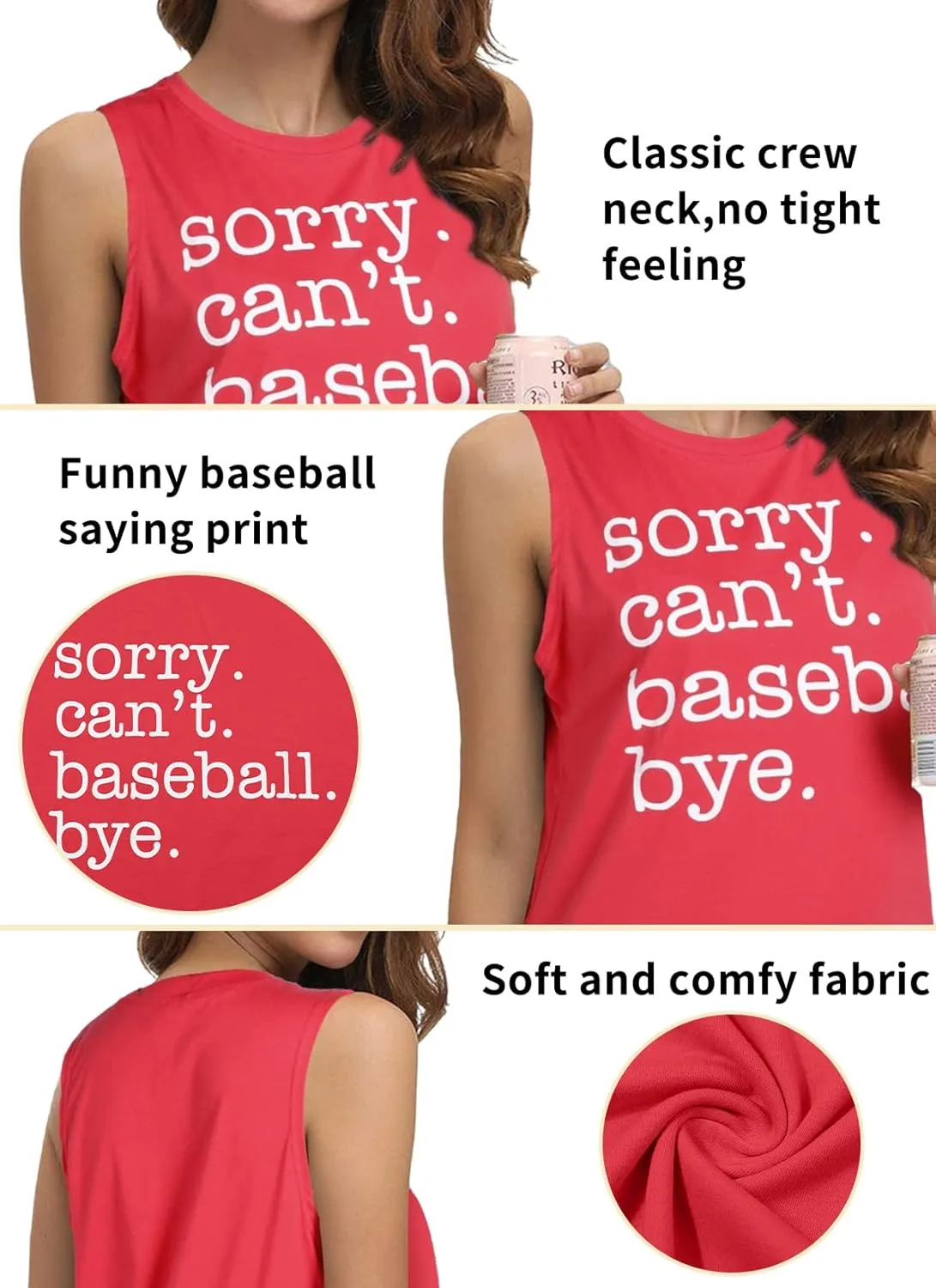 Women Baseball Tank Top Baseball Mom Shirt Casual Summer Baseball Sleeveless Muscle Tee Tops