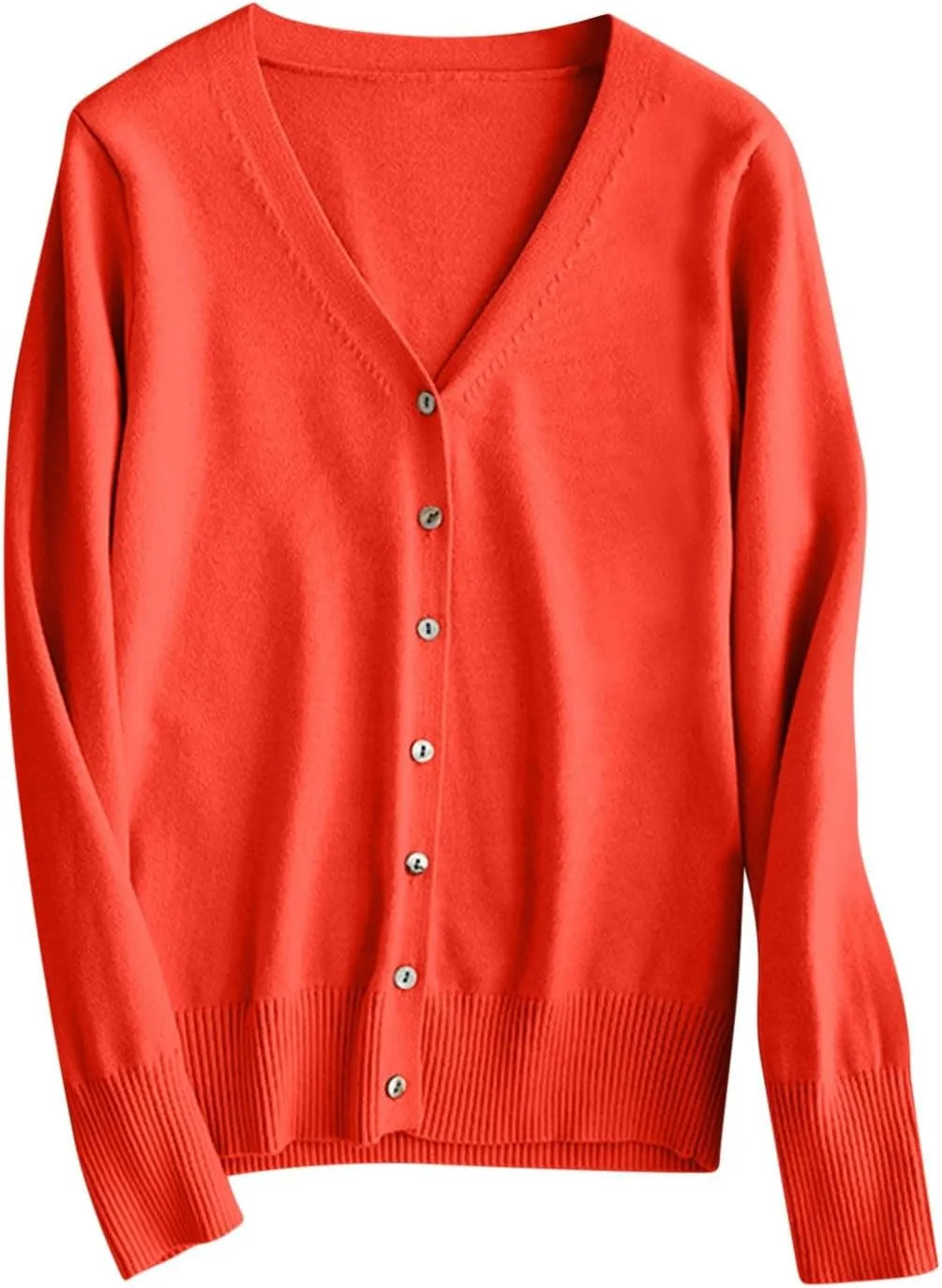 Women Cardigan Sweater Lightweight Solid Open Front Button Down Cardigan Slim Fit Long Sleeve Causal Knit Cardigan