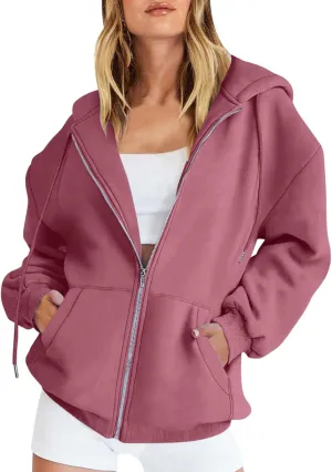 Women Fashion Cute Hoodies Oversized Sweatshirts Zip Up Hoodies Jackets Fall Fleece Clothes Casual Tops For Teen Girls