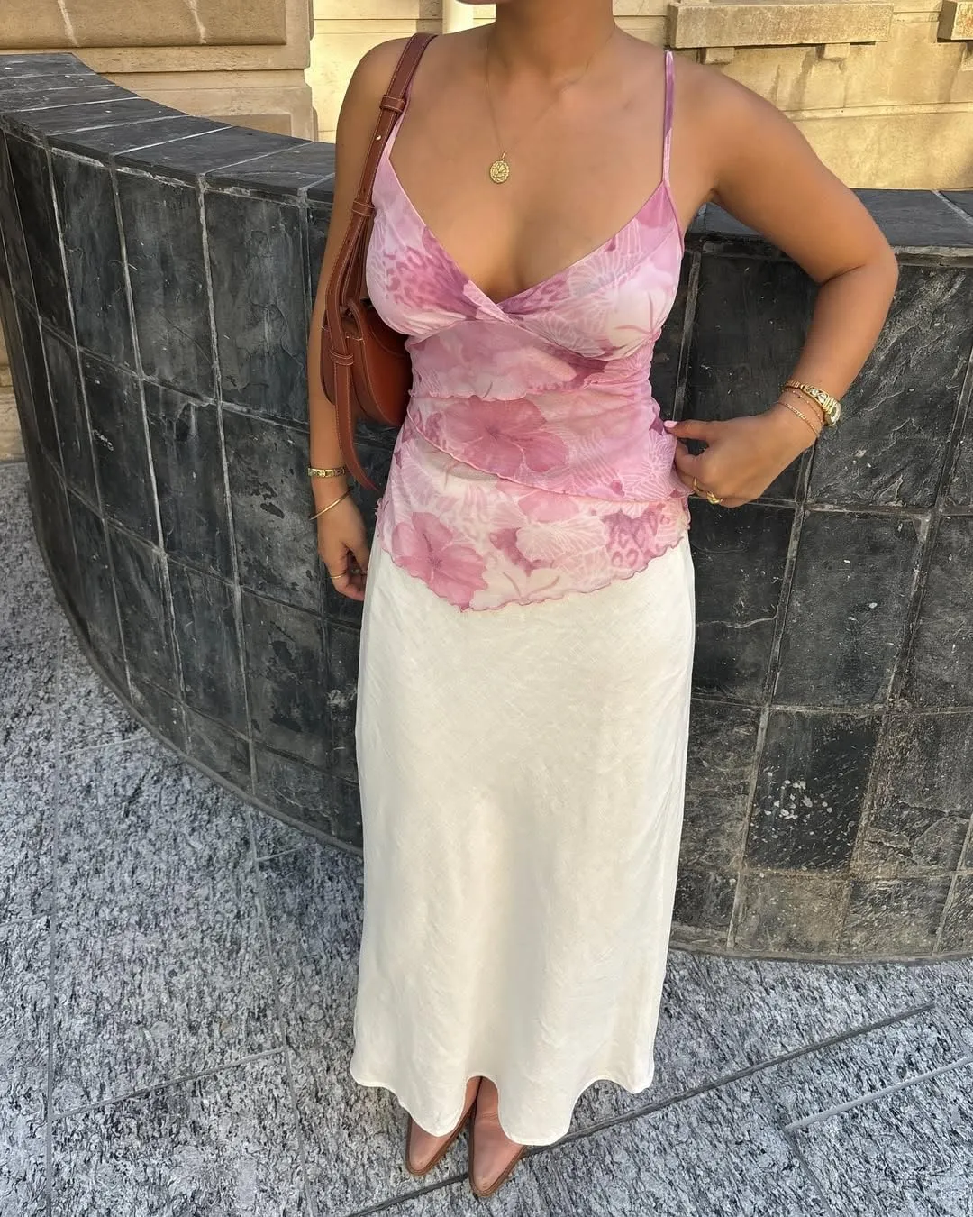 Women Floral Print Camisole Y2k V Neck Mesh Sheer Tank Top Coquette Spaghetti Strap Ruffle Layered Cami Tops