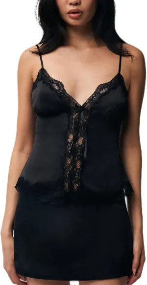 Women Lace Trim Satin Camisoles Y2K Sleeveless V Neck Crop Top Sexy Spaghetti Strap Fairy Cami Shirt Going Out Tank