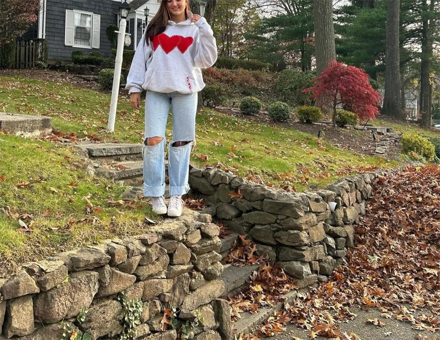 Women Y2K Vintage Graphic Hoodies Sweatshirt Oversized Long Sleeve Heart Pullover Top Aesthetic Streetwear