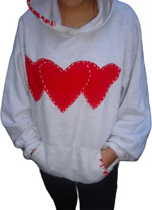 Women Y2K Vintage Graphic Hoodies Sweatshirt Oversized Long Sleeve Heart Pullover Top Aesthetic Streetwear