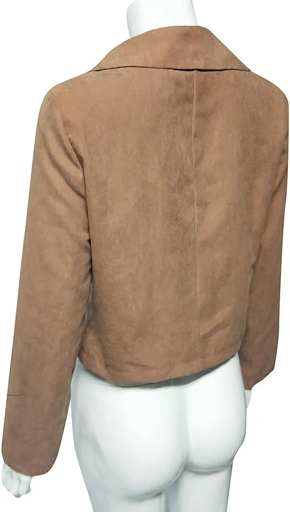 Womens 2024 Fashion Cool Zipper Solid Outwear Long Sleeve Lapel Overcoat Casual Loose Comfy Jacket Coat Daily Clothes