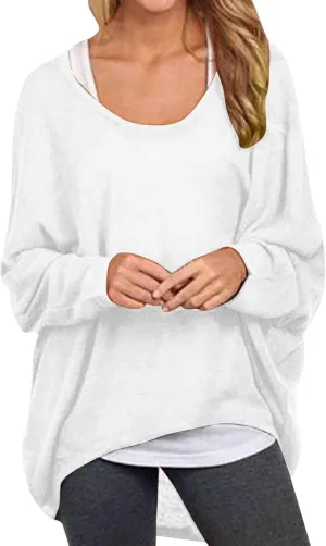 Womens Batwing Sleeve Pullover Tops Off Shoulder Loose Oversized Baggy Sweater Shirts Mens I Hop Hoodies
