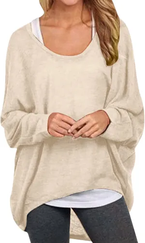 Womens Batwing Sleeve Pullover Tops Off Shoulder Loose Oversized Baggy Sweater Shirts Mens I Hop Hoodies