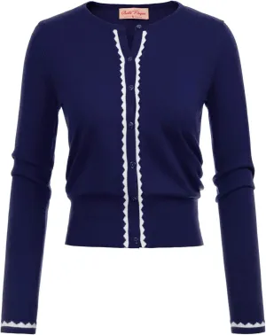 Women's Cardigan Sweater Color Block Long Sleeve Crew Neck Knit Cardigan Trendy Cropped Cardigan Shrug