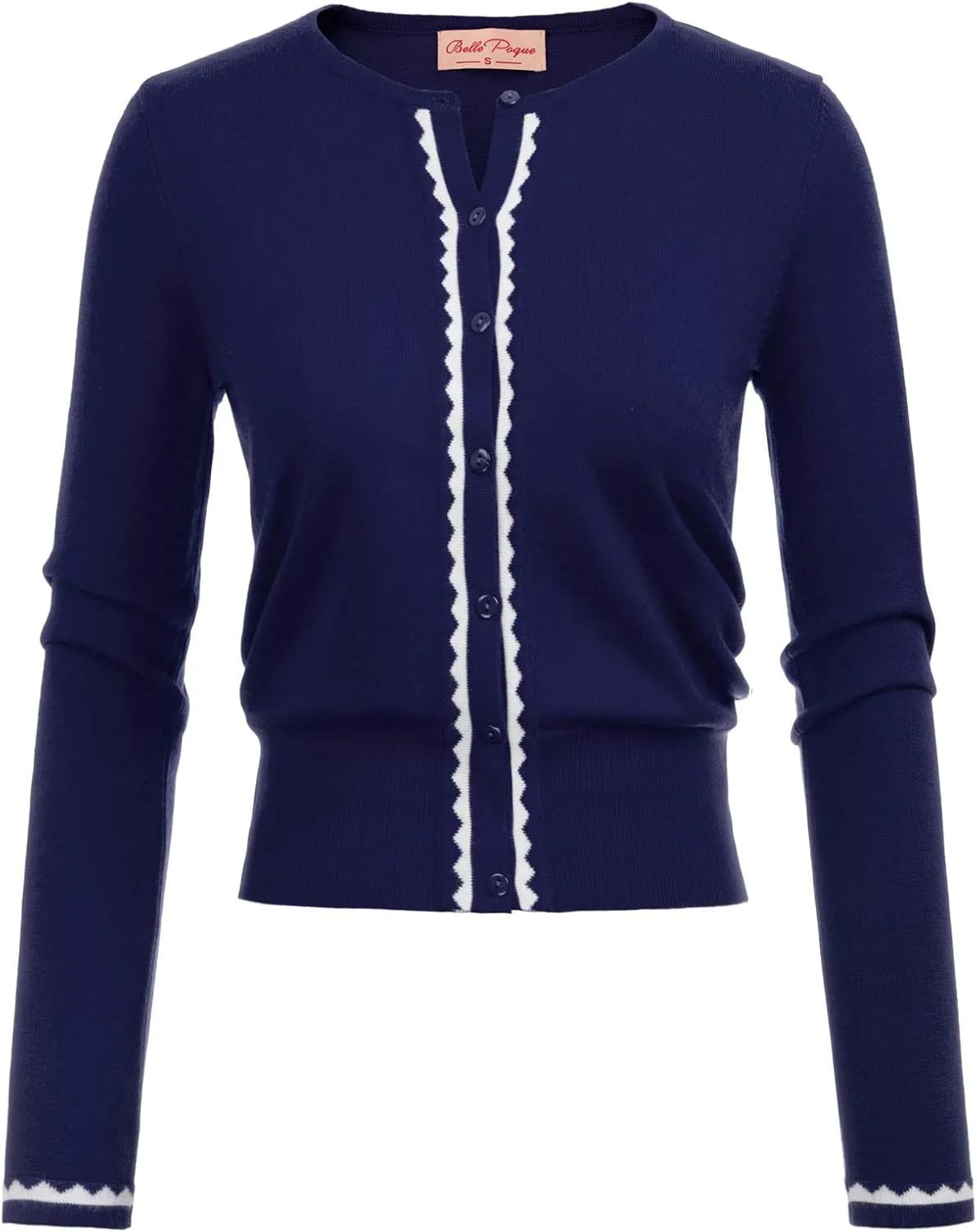 Women's Cardigan Sweater Color Block Long Sleeve Crew Neck Knit Cardigan Trendy Cropped Cardigan Shrug