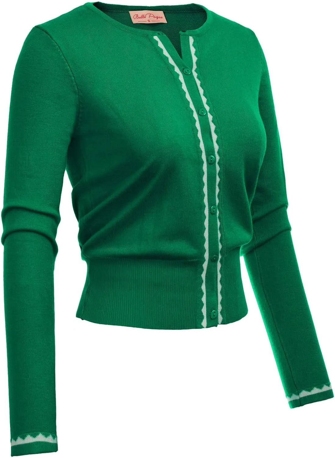 Women's Cardigan Sweater Color Block Long Sleeve Crew Neck Knit Cardigan Trendy Cropped Cardigan Shrug